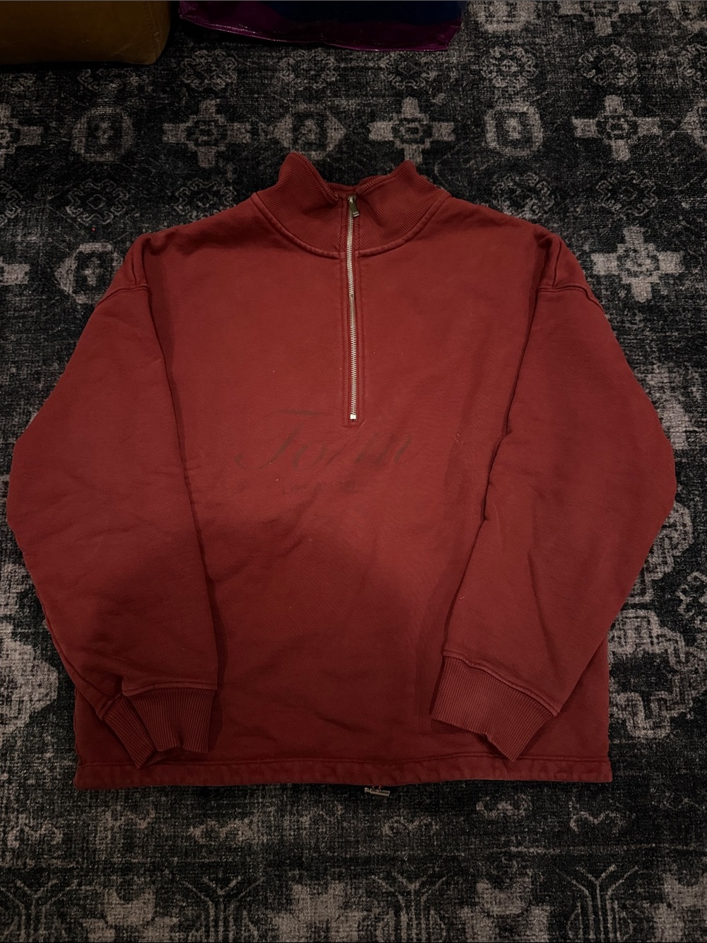 Women's Quarter-Zip Pullover Sweatshirt - Deep Red